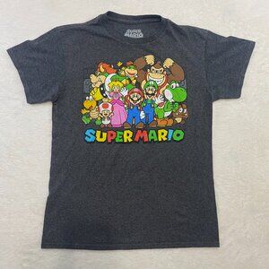 Nintendo Super Mario Character Tee Graphic Gray T-shirt Size Small